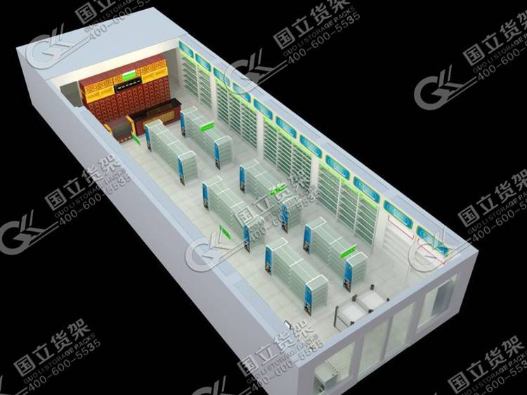 藥店貨架擺放效果圖